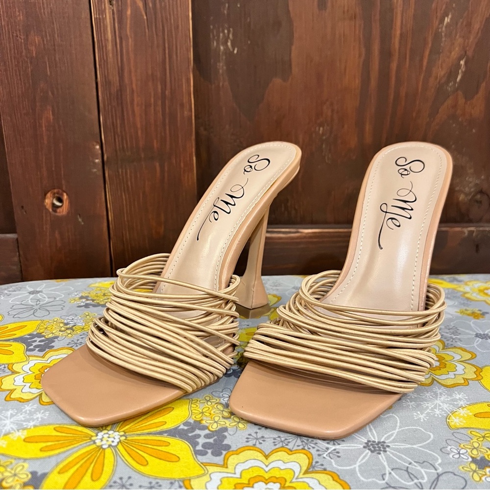 So Me Women's Beige Strappy Heels